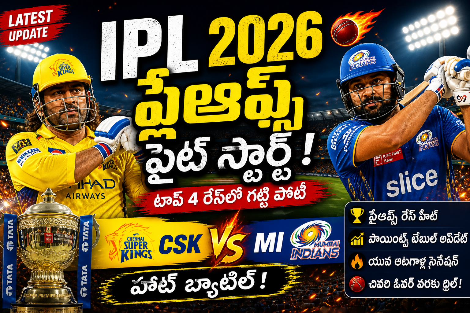 IPL 2026 తాజా వార్తలు: ప్లేఆఫ్స్ రేస్లో టాప్ టీమ్స్ ఎవరు?
