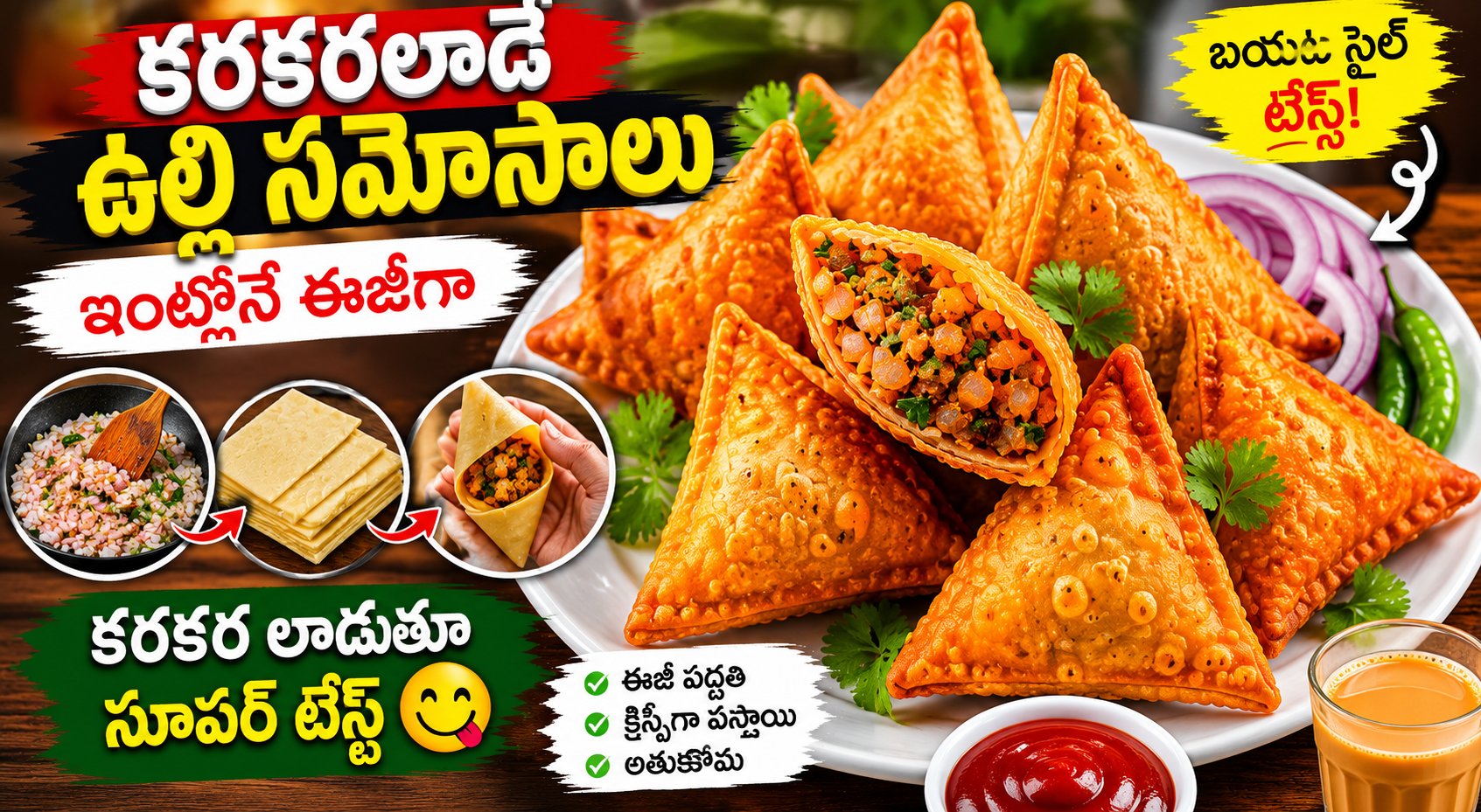 Crispy Onion Samosa Recipe Telugu | కరకరలాడే ఉల్లి సమోసాలు ఇంట్లోనే ఇలా చేయండి