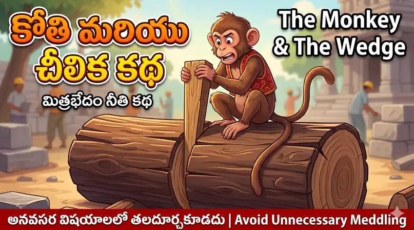 కోతి మరియు చీలిక కథ: పంచతంత్రం మిత్రభేదం నీతి కథ |Telugu Moral Stories