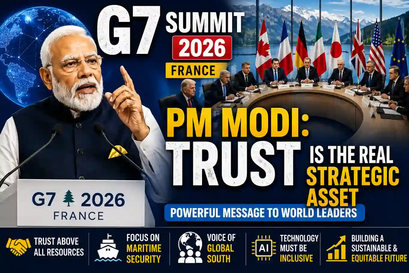 G7 Summit PM Modi:G7 సదస్సులో PM Modi కీలక సందేశం.. “నమ్మకమే ప్రపంచానికి అత్యంత విలువైన వ్యూహాత్మక ఆస్తి”