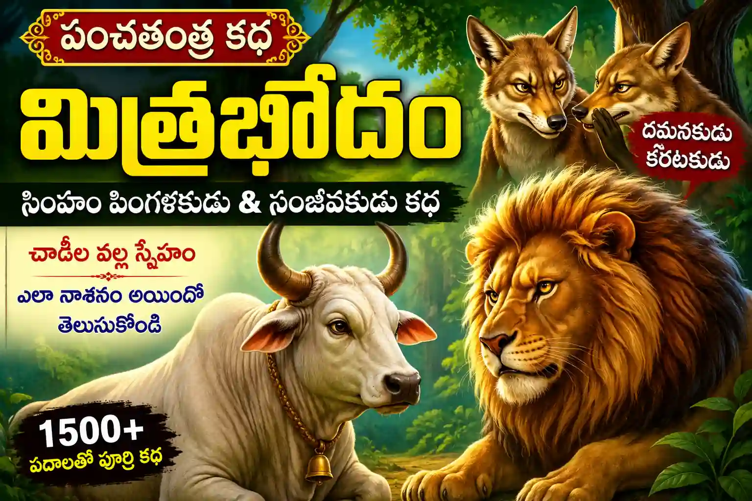 Panchatantra Mitra Bhedam Story |పింగళకుడు & సంజీవకుడు కథ పూర్తి వివరాలు