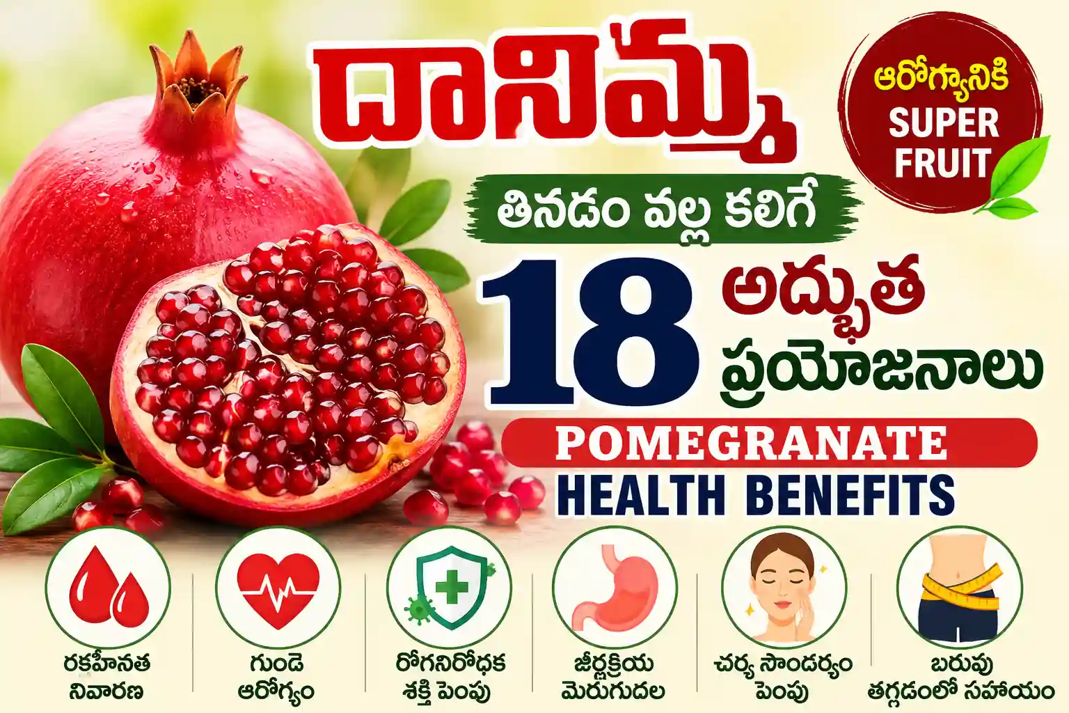 Pomegranate Benefits in Telugu: దానిమ్మ ఆరోగ్య రహస్యాలు మరియు లాభాలు