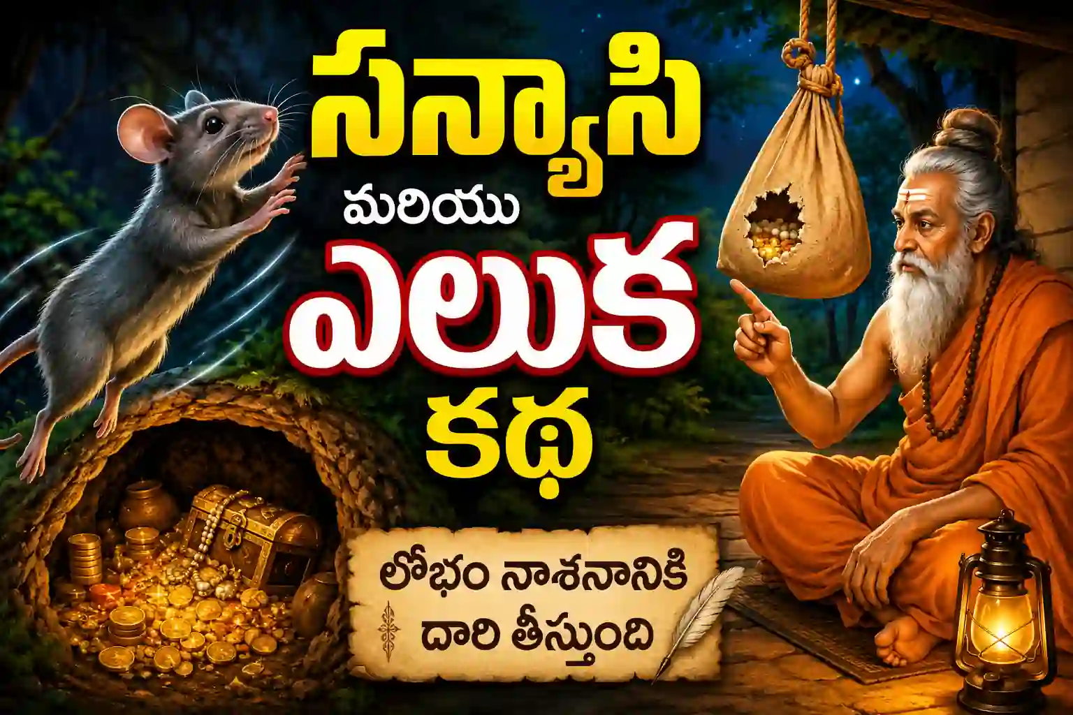 Telugu Moral Stories:సన్యాసి మరియు ఎలుక కథ – లోభం మనిషిని ఎలా నాశనం చేస్తుందో చెప్పే నీతికథ