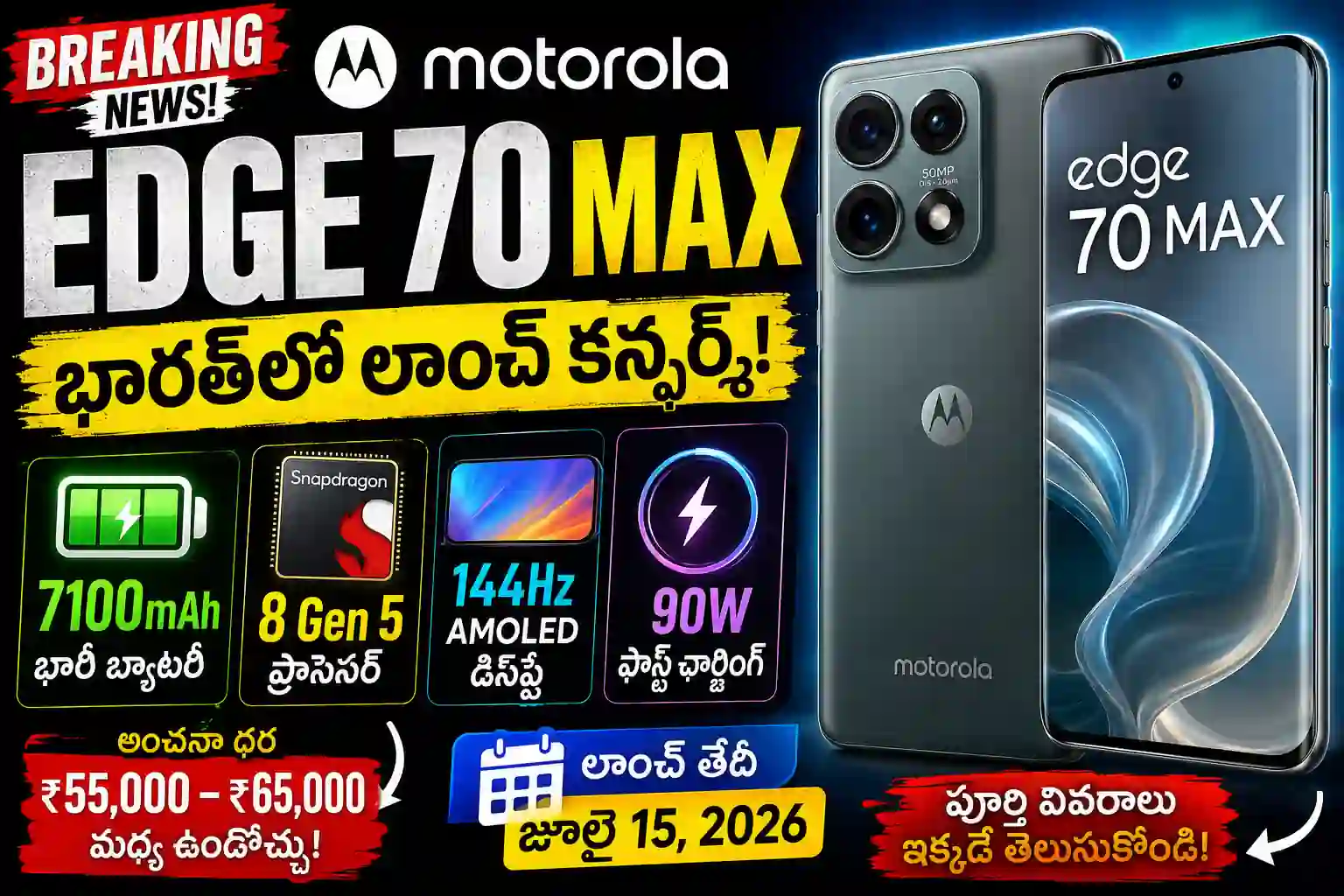 Motorola Edge 70 Max లాంచ్: 7100mAh బ్యాటరీ, Snapdragon 8 Gen 5తో అదిరిపోయే ఫోన్!