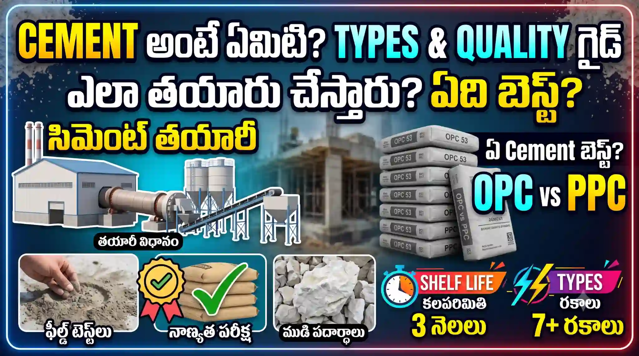 How Cement is Made? సిమెంట్ తయారీ విధానం మరియు రకాలపై Complete Guide