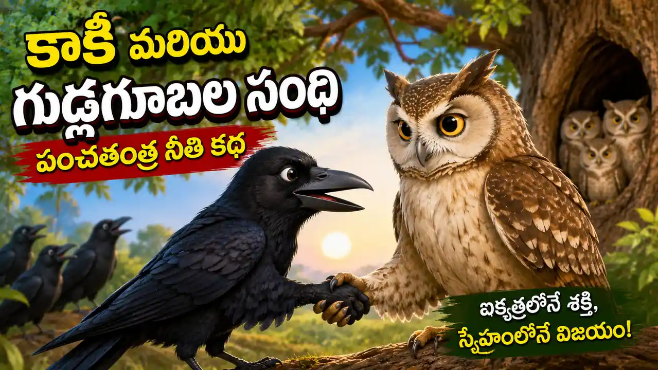 కాకి గుడ్లగూబల సంధి | పంచతంత్రం శత్రు వినాశన కథ