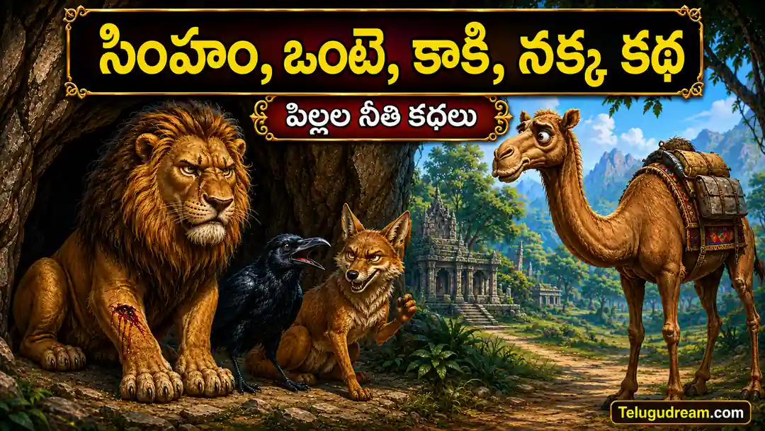 సింహం ఒంటె కాకి నక్క కథ | దుష్టుల సావాసంతో వచ్చే ప్రమాదం | Panchatantra Telugu Story