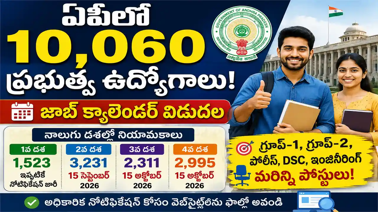 ఏపీ జాబ్ క్యాలెండర్ 2026 విడుదల.. సెప్టెంబర్, అక్టోబర్లో భారీ నోటిఫికేషన్లు
