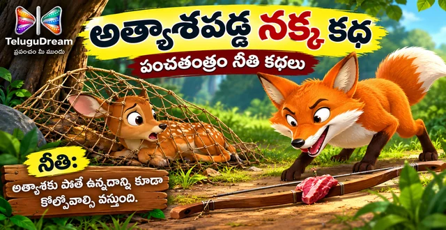 అత్యాశపడ్డ నక్క కథ – పంచతంత్రం నీతి కథలు | Panchatantra Story