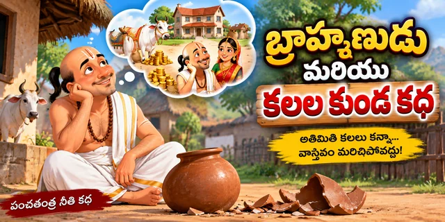 బ్రాహ్మణుడు మరియు కలల కుండ కథ | పంచతంత్ర నీతి కథ | Brahmin and the Pot of Flour Story in Telugu