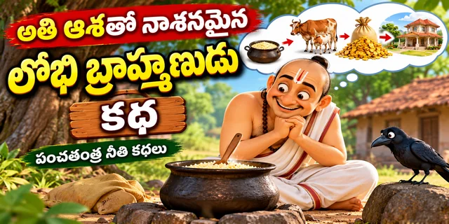అతి ఆశతో నాశనమైన లోభి బ్రాహ్మణుడు కథ – పంచతంత్ర నీతి కథలు
