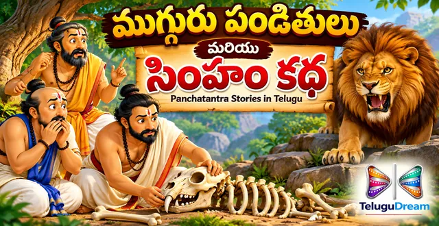 ముగ్గురు పండితులు మరియు సింహం కథ | Panchatantra Stories in Telugu