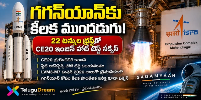 గగన్‌యాన్‌కు కీలక ఇంజిన్ పరీక్ష విజయవంతం.. 22 టన్నుల థ్రస్ట్‌తో CE20 హాట్ టెస్ట్ సక్సెస్